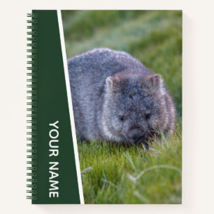 Wombat Australien Süßes Tier, Personalisiert Grün Notizbuch