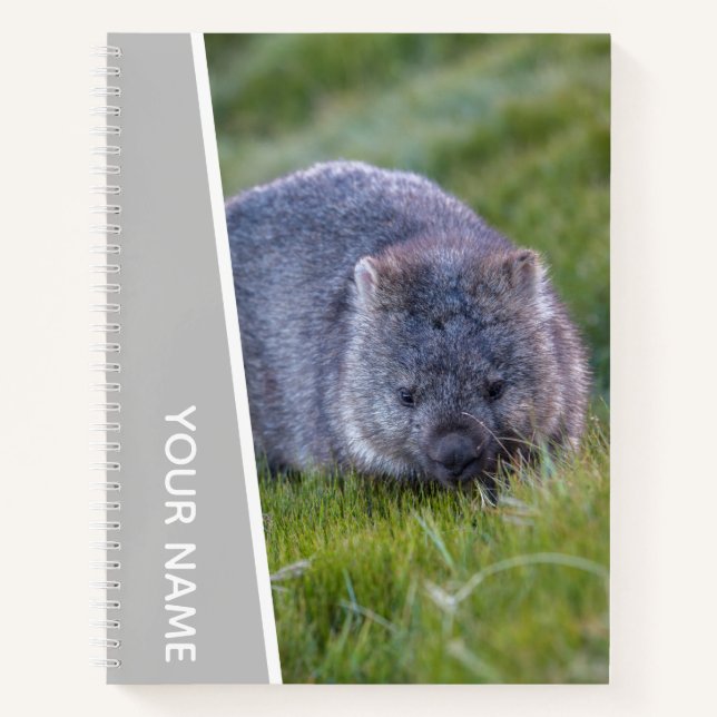 Wombat Australien Süßes Tier, Silber Notizbuch (Vorderseite)