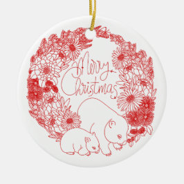 Wombat Christmas Red Keramik Ornament