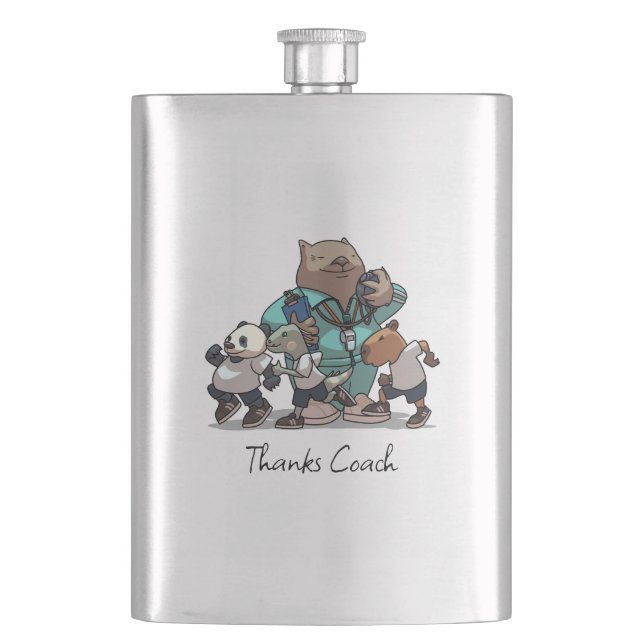 Wombat Danke Trainer-Geschenk Sport-Trainer Kunstw Flachmann (Vorderseite)