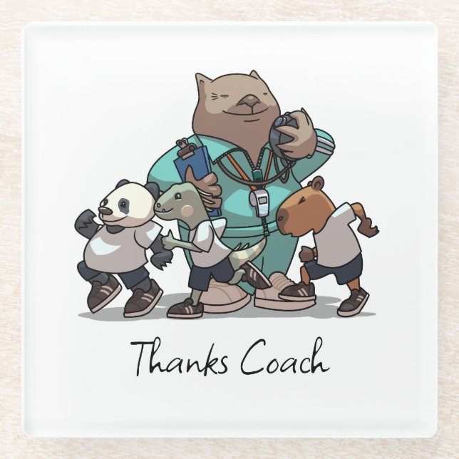 Wombat Danke Trainer-Geschenk Sport-Trainer Kunstw Glasuntersetzer (Vorderseite)