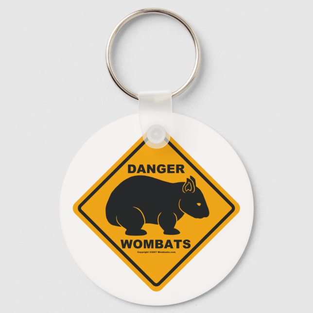 Wombat-Gefahrenschild Schlüsselanhänger (Vorderseite)
