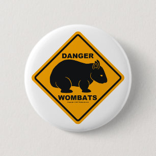 Wombat Gefahrenverkehrsschild Button