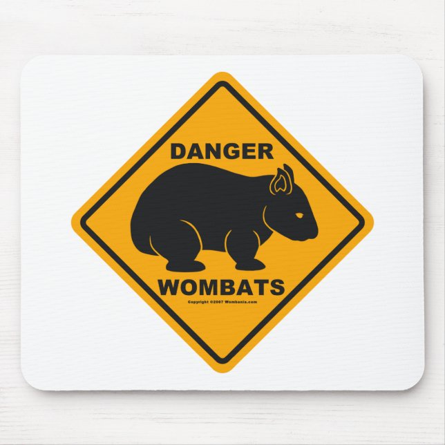Wombat Gefahrenverkehrsschild Mousepad (Vorne)