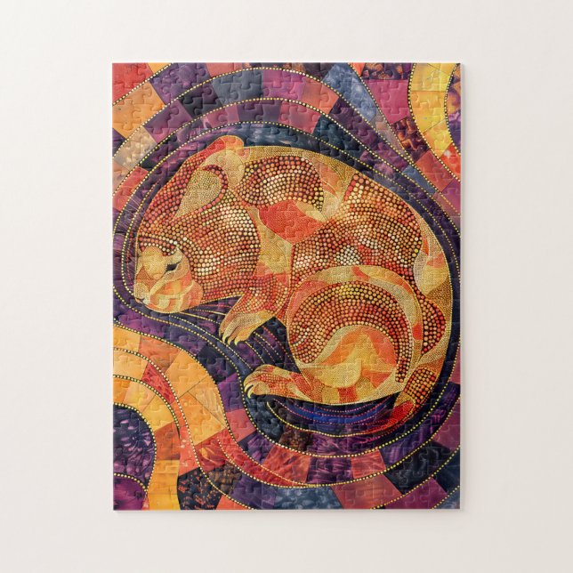 Wombat im aborigines Dot Art Style Puzzle (Vertikal)