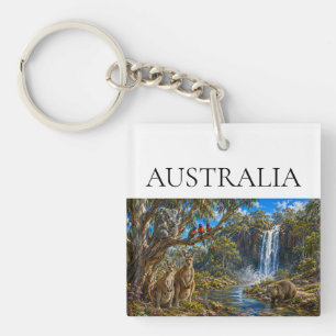 Wombat Känguru Wasserfall Schlüsselanhänger