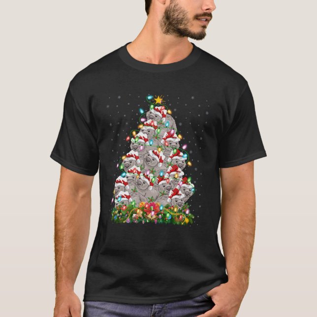 Wombat Lover Xmas Lights Santa Wombat Christmas To T-Shirt (Vorderseite)