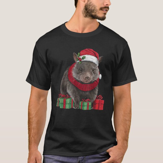 Wombat Lover Xmas Weihnachtsfeiertag Weihnachten T-Shirt (Vorderseite)