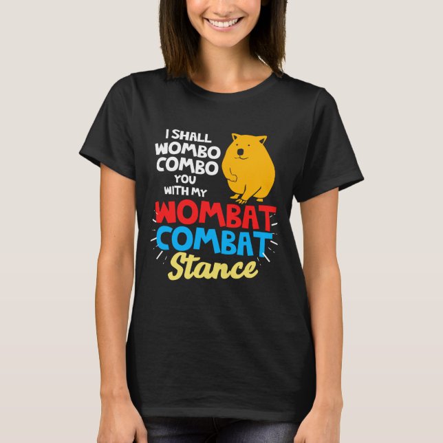 Wombat Wombo Combo Wombat Combat Stange Australien T-Shirt (Vorderseite)