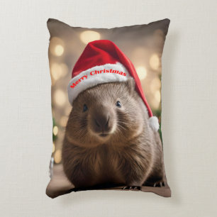 "Wombat Wonderland: Ein gemütlicher Weihnachtsaben Dekokissen