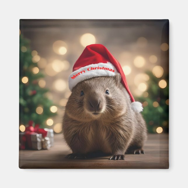 "Wombat Wonderland: Ein gemütlicher Weihnachtsaben Magnet (Vorne)