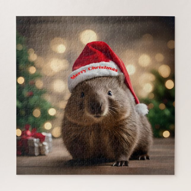 "Wombat Wonderland: Ein gemütlicher Weihnachtsaben Puzzle (Vertikal)