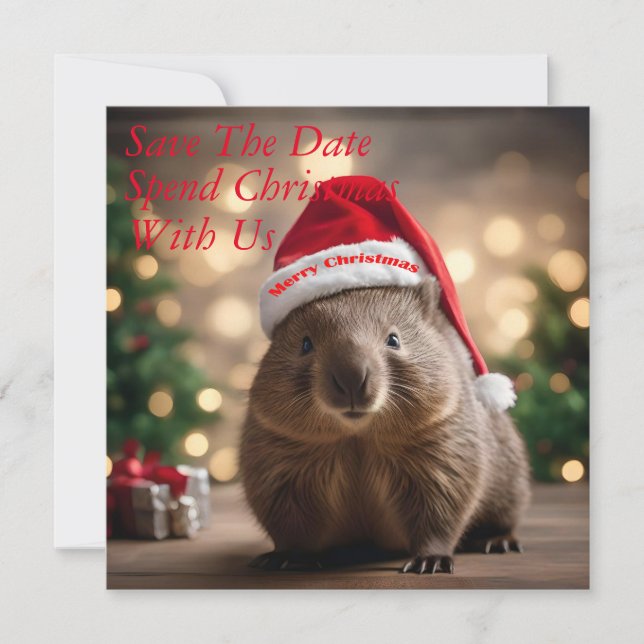 "Wombat Wonderland: Ein gemütlicher Weihnachtsaben Save The Date (Vorderseite)