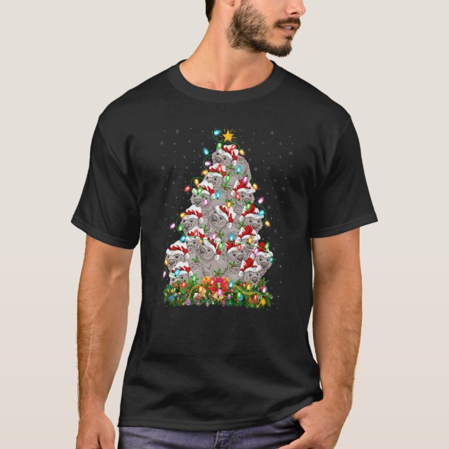 Wombat  Xmas Lights Santa Wombat Christmas Tree T-Shirt (Vorderseite)