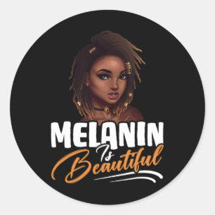 Women American Afro Königin Black Pride Melanin is Runder Aufkleber