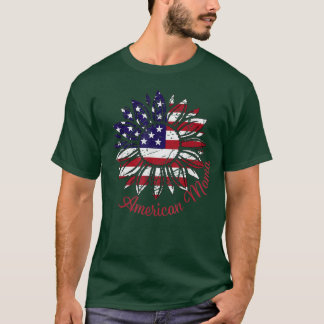 Women American Flag Sunflower USA4th July Women  T-Shirt