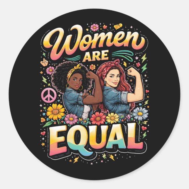 Women Are Equal Runder Aufkleber (Vorderseite)