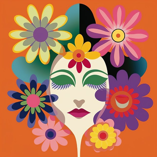 Women Art iPhone 16 Hülle (Female Face surrounded by Floral Art!)