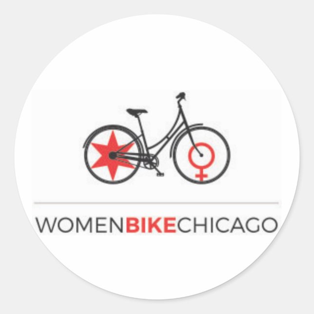 Women Bike Chicago - Step-Through Design Sticker (Vorderseite)