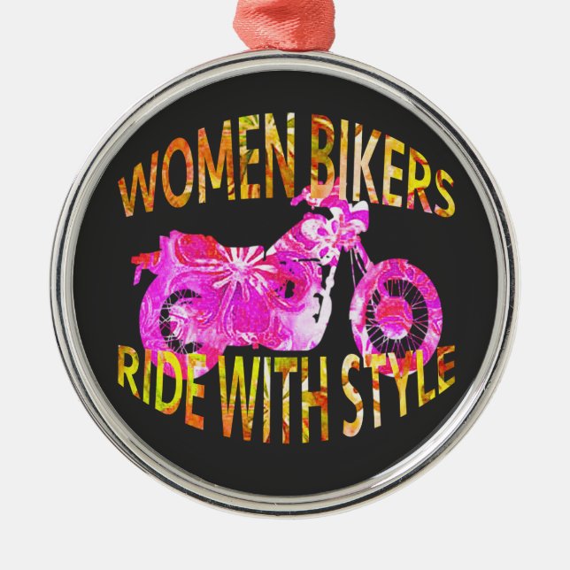 Women Bikers Ride With Style motorcycle batik Ornament Aus Metall (Vorne)