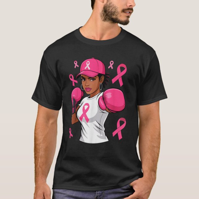 Women Black African American Fight Breast Cancer P T-Shirt (Vorderseite)