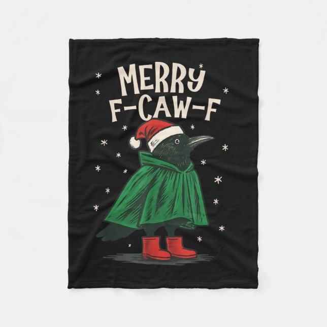 Women Black Crow F-caw-f Funny Christmas Merry F-c Fleecedecke (Vorderseite)