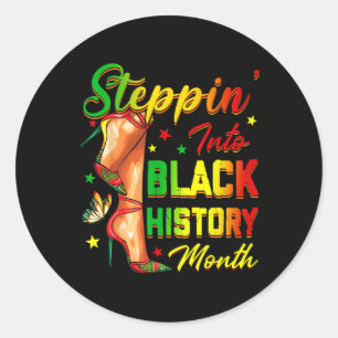 Women Black History Steppin in African High Heel Runder Aufkleber