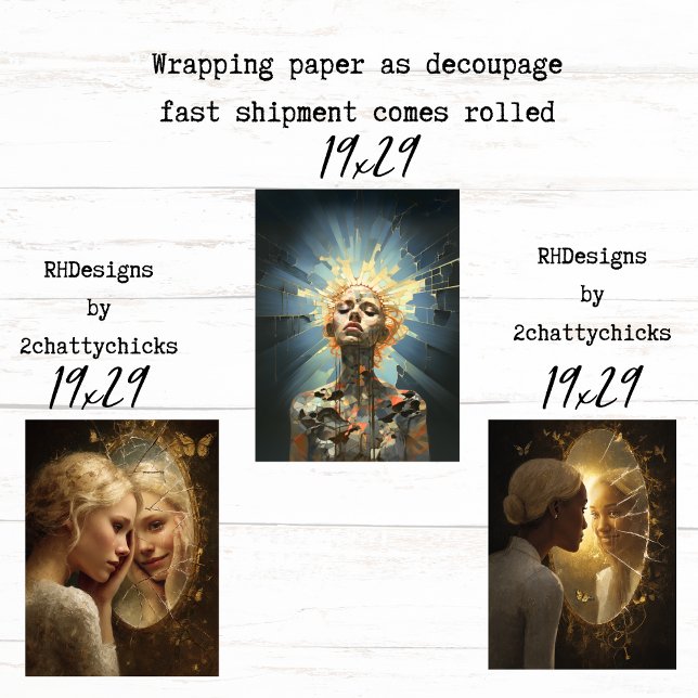Women Broken But Made Whole Wrapping Decoupage Geschenkpapier Set (Von Creator hochgeladen)