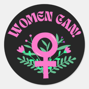 Women Can Feministisch Runder Aufkleber
