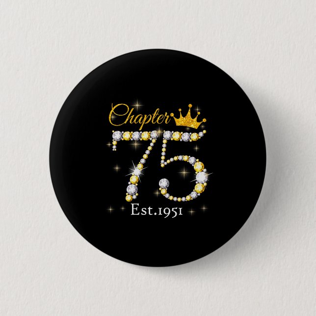 Women Chapter 75 Fabulous Est 1951 75th Birthday Q Button (Vorderseite)