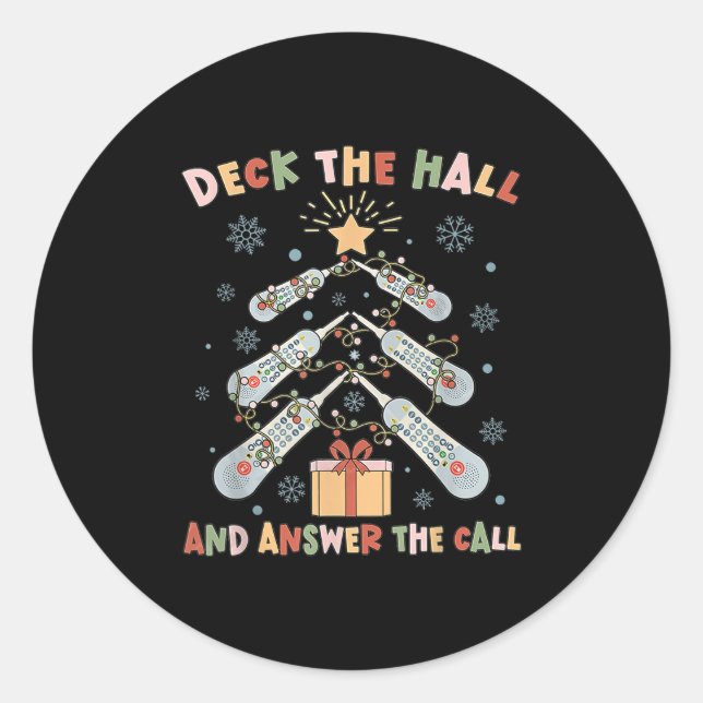 Women Christmas Icu Nurse Call Light Telemetry Hea Runder Aufkleber (Vorderseite)