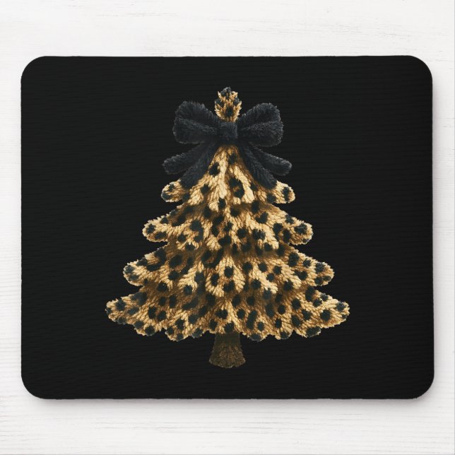 Women Coquette Bow Leopard Christmas Tree Xmas Hol Mousepad (Vorne)