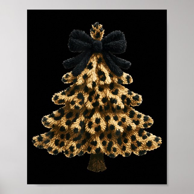 Women Coquette Bow Leopard Christmas Tree Xmas Hol Poster (Vorne)