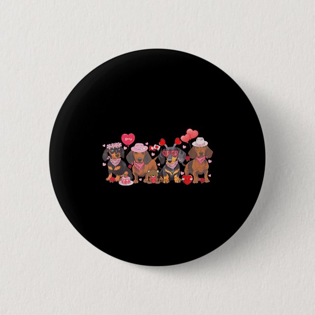 Women Dachshund Valentine’s Day Sausage Dog Bandan Button (Vorderseite)