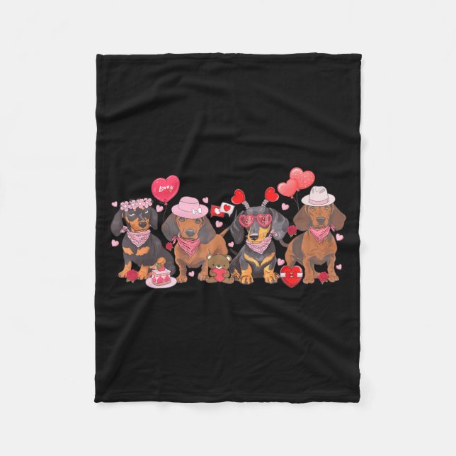 Women Dachshund Valentine’s Day Sausage Dog Bandan Fleecedecke (Vorderseite)