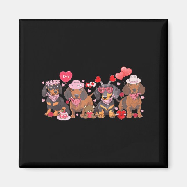 Women Dachshund Valentine’s Day Sausage Dog Bandan Magnet (Vorne)
