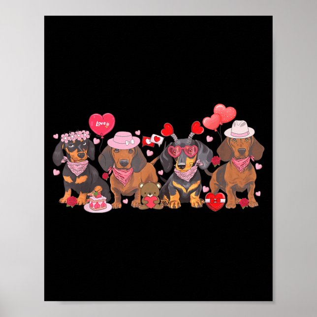Women Dachshund Valentine’s Day Sausage Dog Bandan Poster (Vorne)