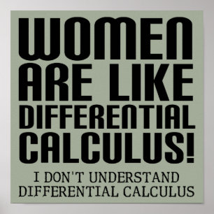 Women Differenzial Calculus Funny Poster Sign