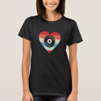Women DJ Vintage LP Collector Vinyl Heart Vinyl Re T-Shirt