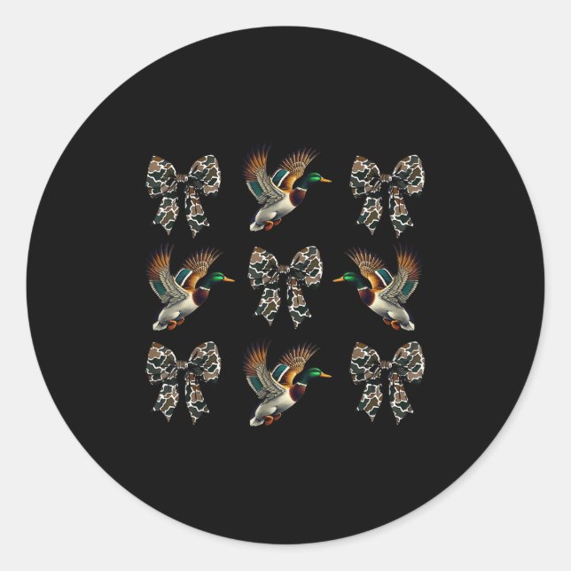 Women Duck Hunting Season Camo Coquette Bows Hunti Runder Aufkleber (Vorderseite)