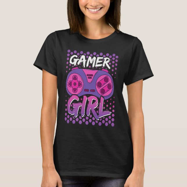 Women Gamer Girl Video Gamer Gaming Controller T-Shirt (Vorderseite)