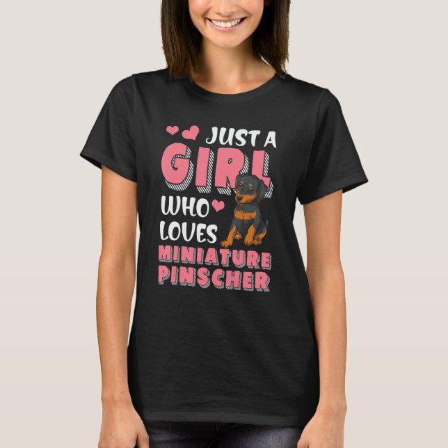 Women Girls Dog   Dog Miniature Pinscher Min Pinsc T-Shirt (Vorderseite)