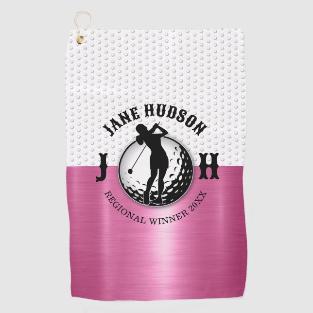 Women Golf Monogram Design Golfhandtuch (Vorderseite)