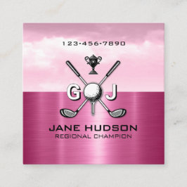 Women Golfer Elegant Monogram Design Quadratische Visitenkarte