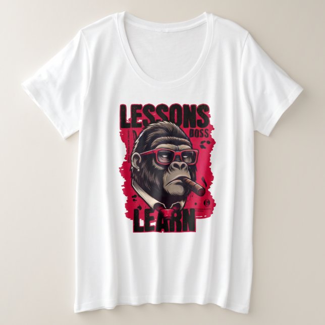Women Gorilla Boss Lessons Learn T Shirt  (Design vorne)