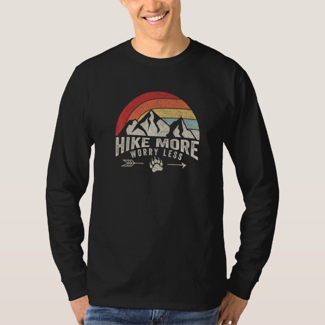 Women Hiking Mountain  Retro Hike More Worry Less  T-Shirt (Vorderseite)