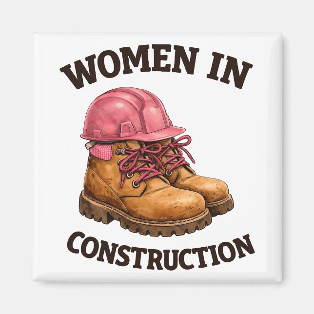 Women in Construction Work Boots and Hard Hat Magnet (Vorne)
