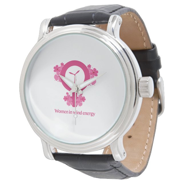 Women in Wind Energy – Feminist Gift Armbanduhr (Schrägansicht)