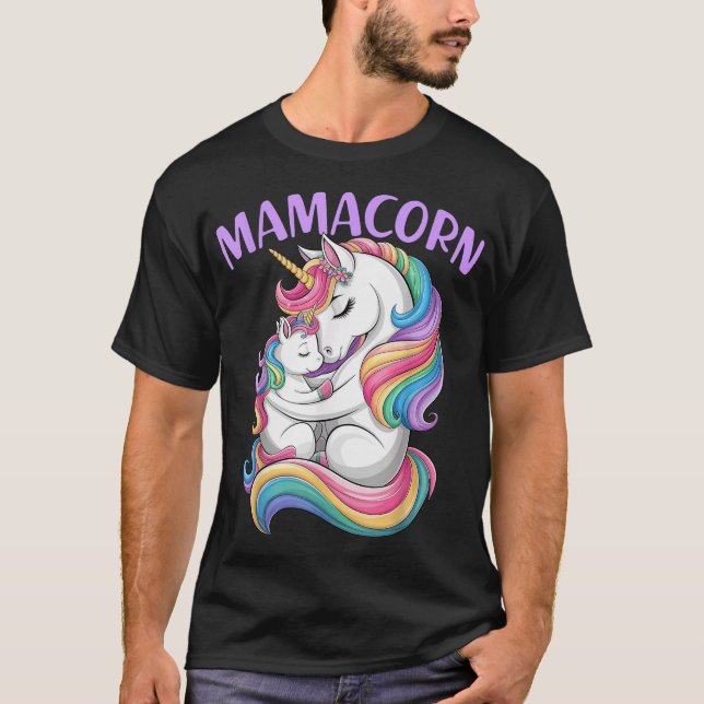 Women Mamacorn Mom Baby Girl Daughter Unicorn  T-Shirt (Vorderseite)