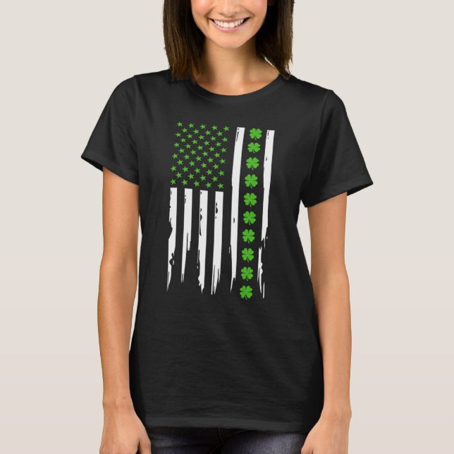 Women Men Ireland Clover U.S. Flag Shirt St Patric (Vorderseite)